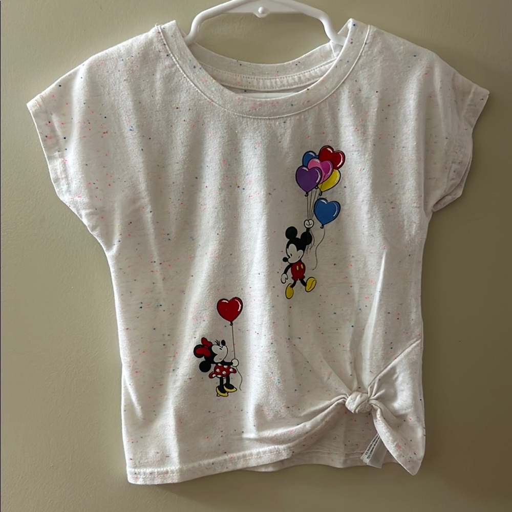 Disney Red and White Short Sleeve Tee with Playful Cartoon Design